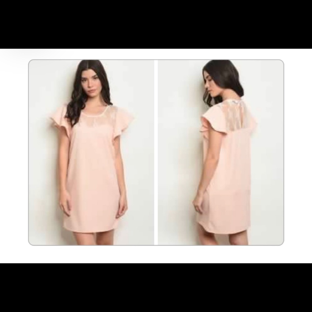ruffled sleeve round neckline lace tunic d…